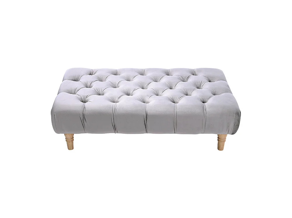 Light Grey Velvet Rectangular Footstool