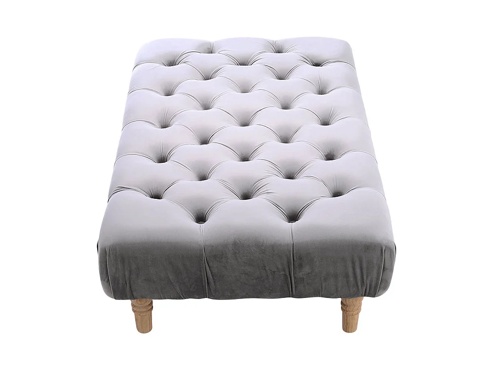 Light Grey Velvet Rectangular Footstool