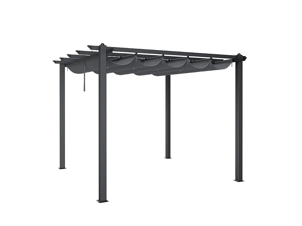 Aluminium Garden Pergola with Retractable UV-Resistant Canopy - 400 x 300cm - Charcoal Grey