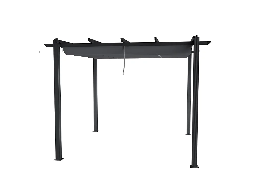 Aluminium Garden Pergola with Retractable UV-Resistant Canopy - 400 x 300cm - Charcoal Grey
