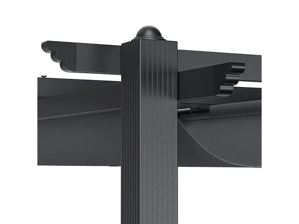 Aluminium Garden Pergola with Retractable UV-Resistant Canopy - 400 x 300cm - Charcoal Grey