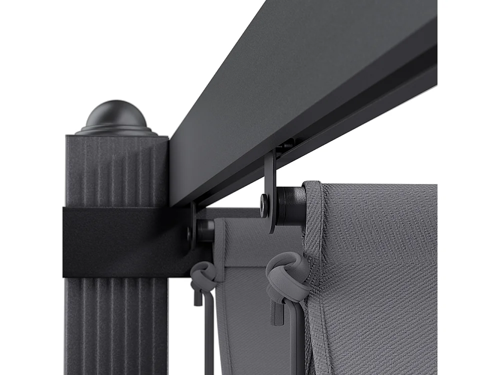 Aluminium Garden Pergola with Retractable UV-Resistant Canopy - 400 x 300cm - Charcoal Grey