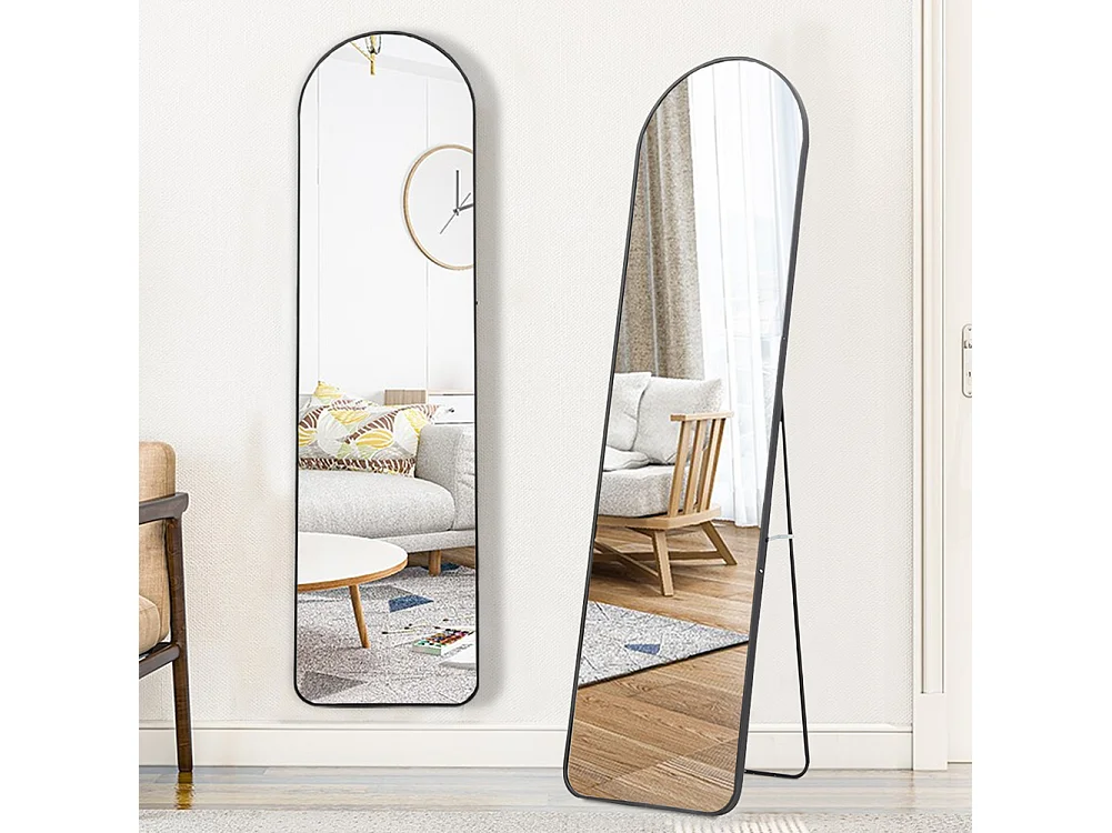 50 x 150cm Black Arched Full Length Floor Mirror Wall Mounted or Freestanding
