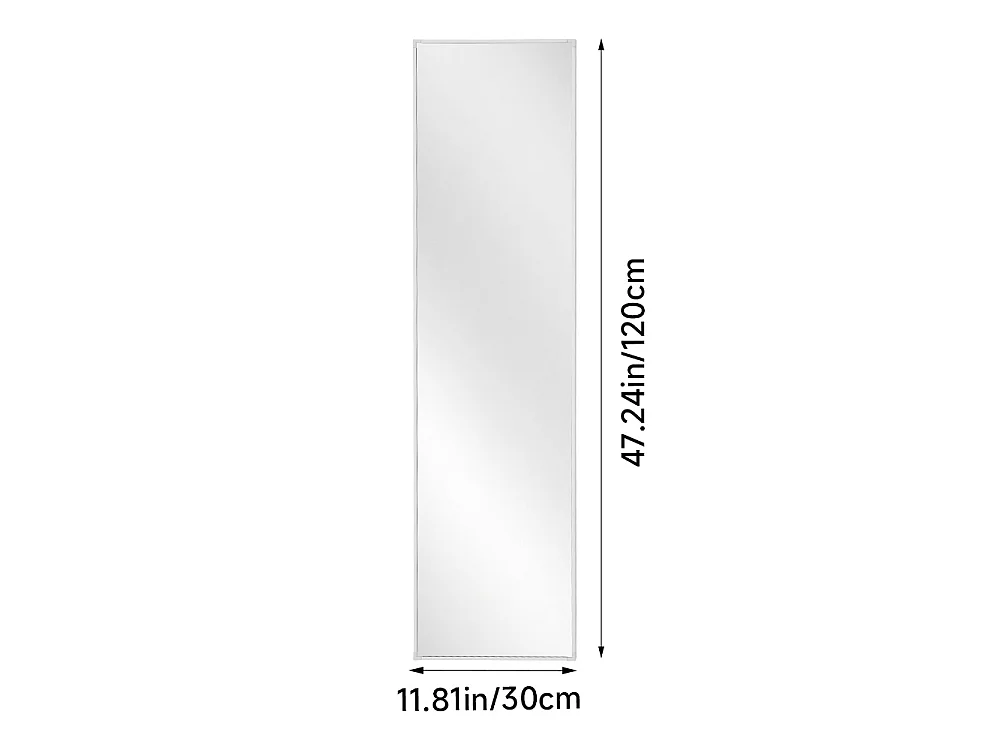 30 x 120cm Full Length Mirror Wall Mounted or Leaning Silvery White