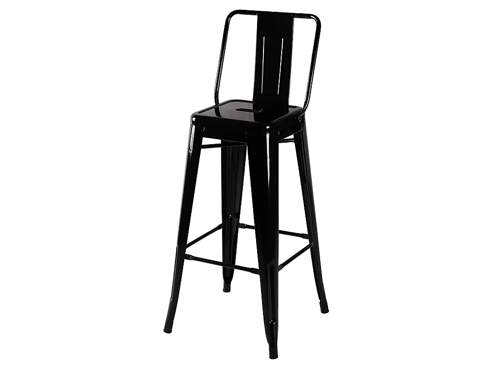 Set of 4 Black Metal Bar Stools Mid Century Industrial Style