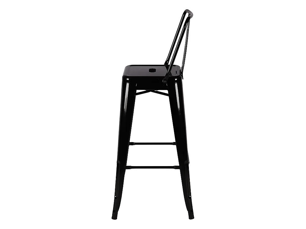 Set of 4 Black Metal Bar Stools Mid Century Industrial Style