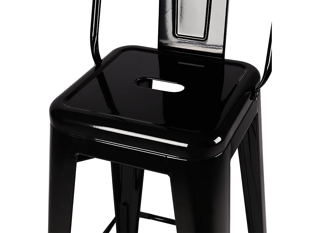 Set of 4 Black Metal Bar Stools Mid Century Industrial Style