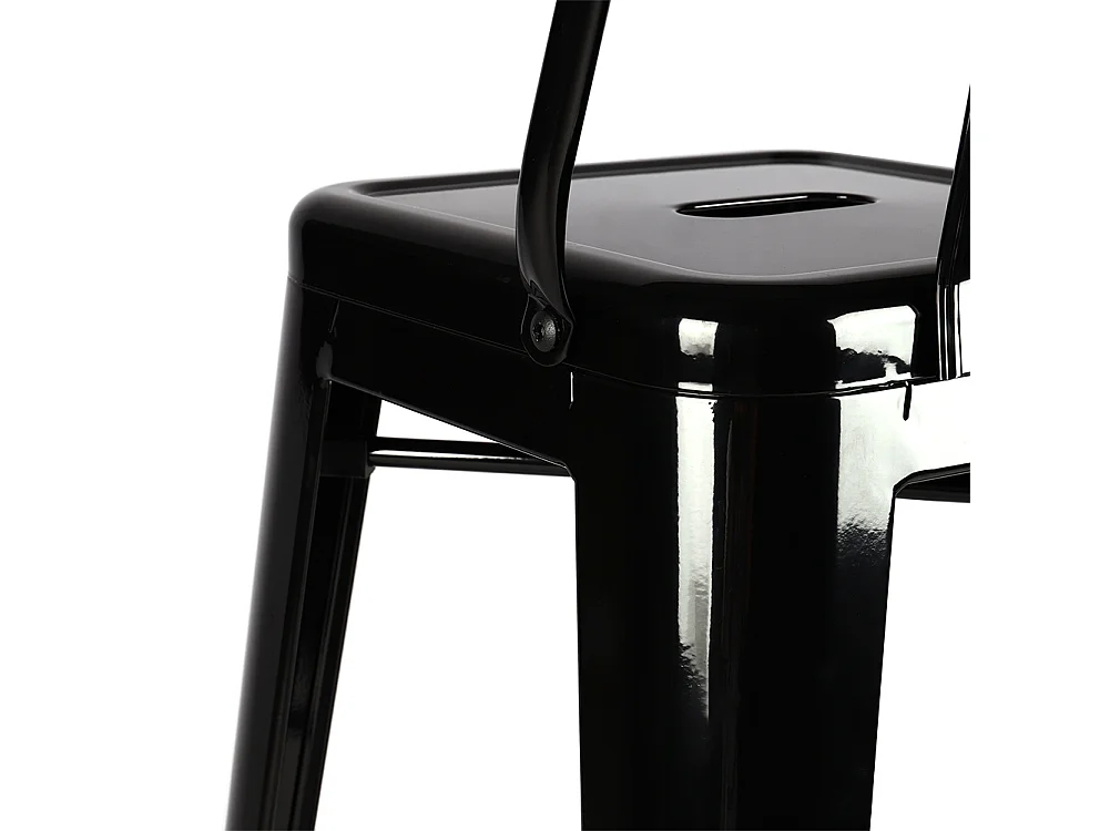 Set of 4 Black Metal Bar Stools Mid Century Industrial Style