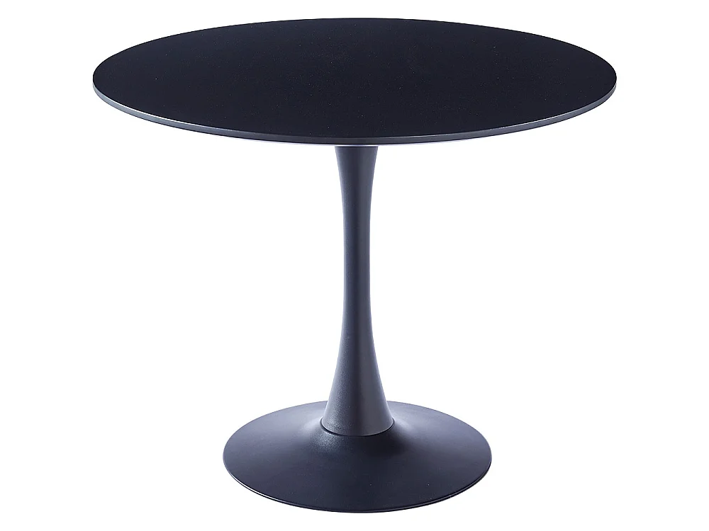 4-Seater Black Round Dining Table with Tulip Base