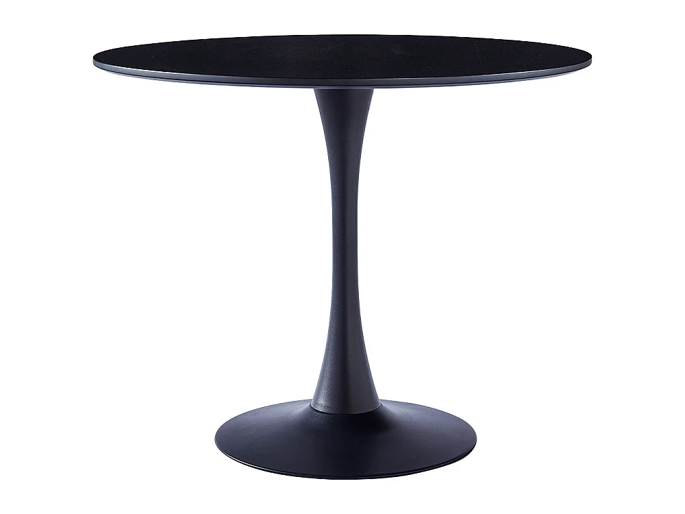 4-Seater Black Round Dining Table with Tulip Base