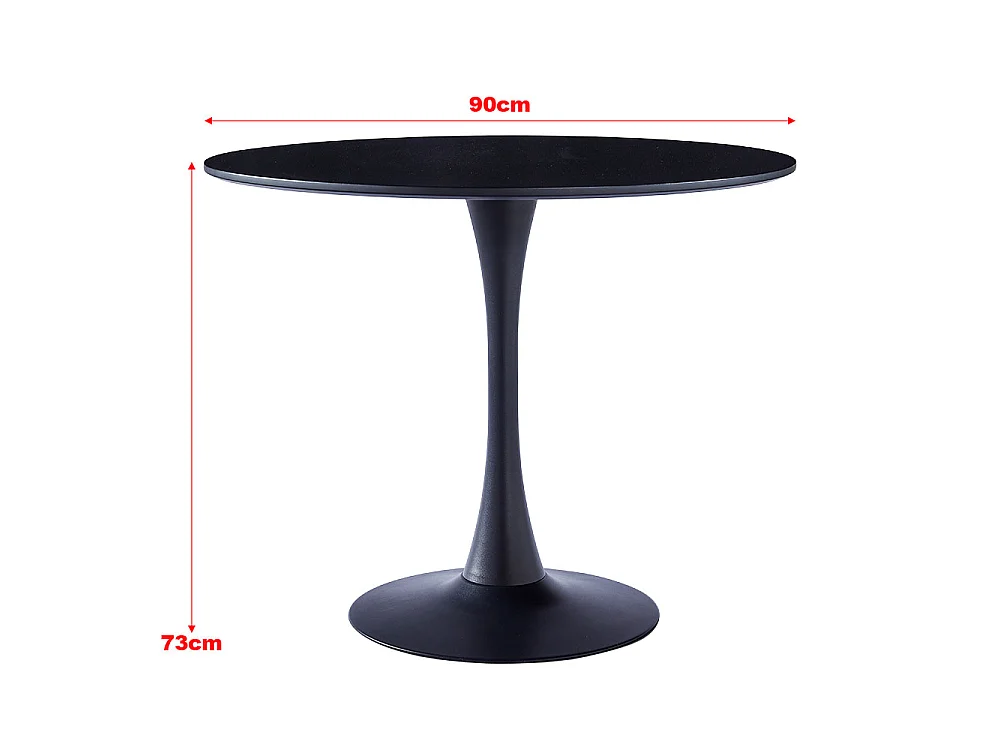 4-Seater Black Round Dining Table with Tulip Base