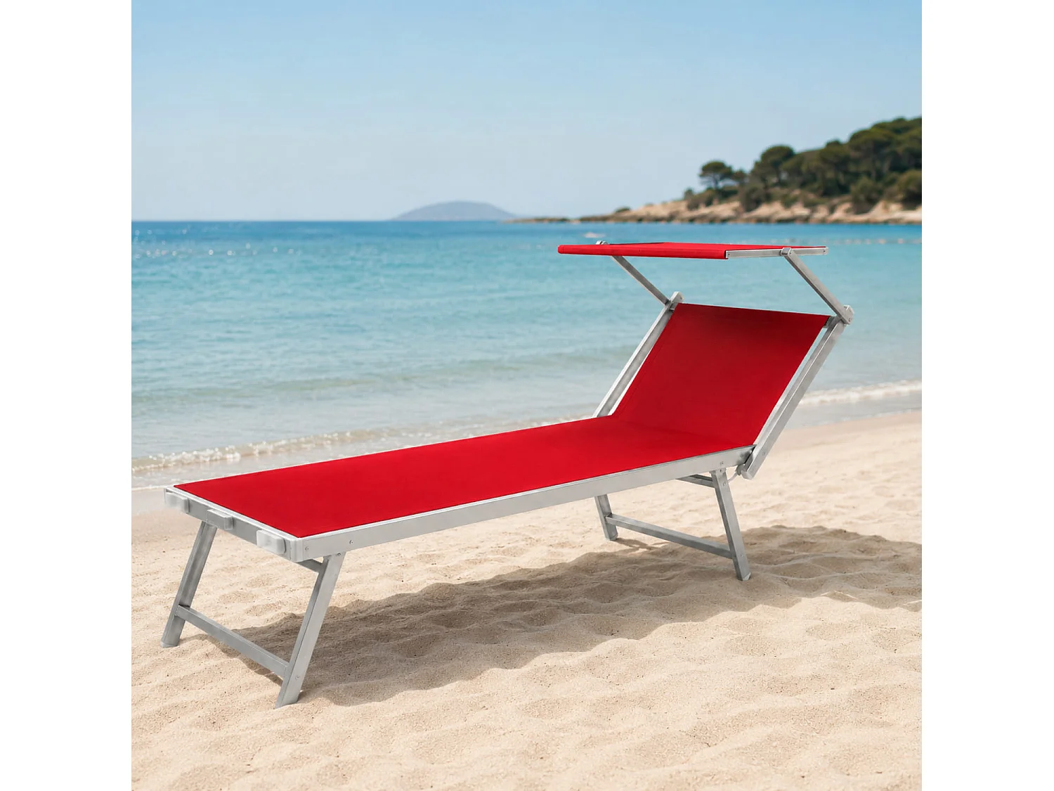 Lettino Prendisole Pieghevole Professionale Alluminio Textilene Tettuccio Orientabile Parasole Mare Spiaggia Piscina Giardino 182 x 60 x 38 Cm Rosa