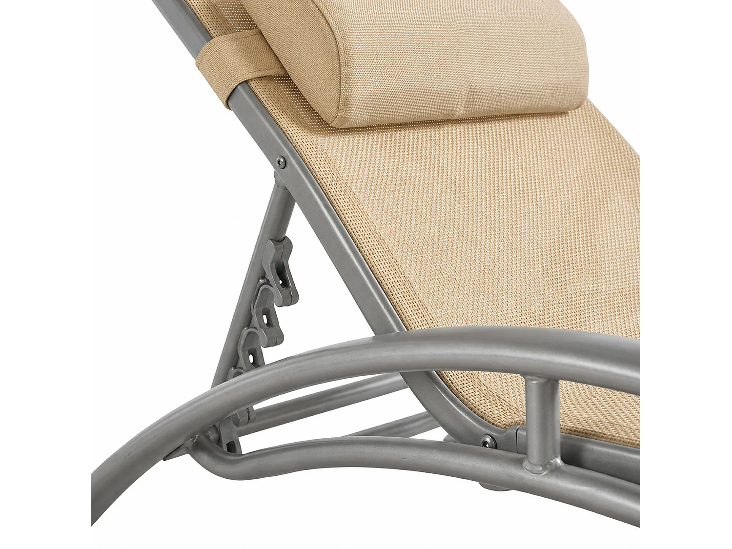 Set 2 Lettini Da Relax Reclinabili Con Schienale Regolabile 5 Posizioni In Textilene Traspirante Per Giardino Terrazza Piscina Outdoor 59 x 158 x 81.5 Cm Beige