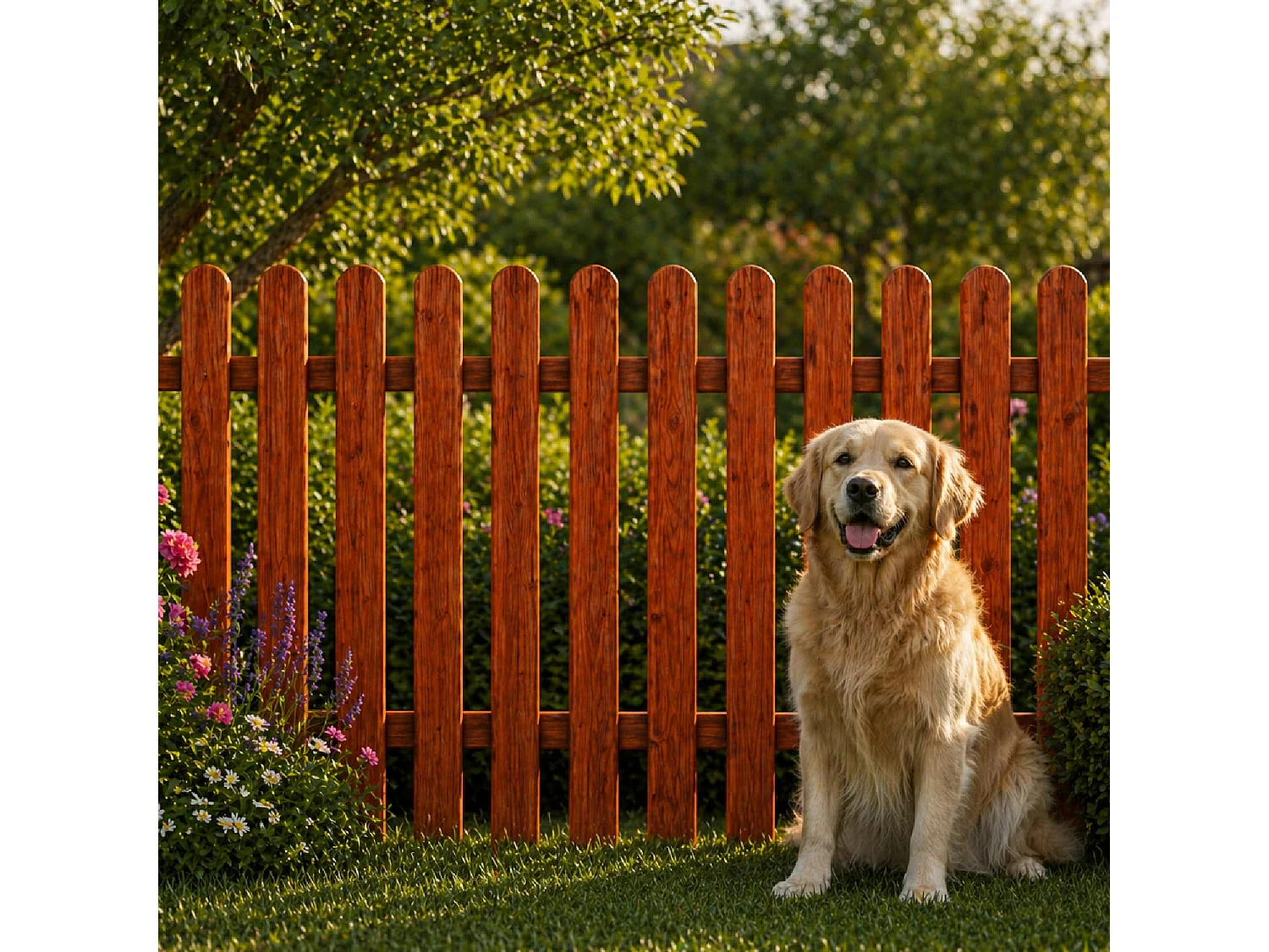 Staccionata In Legno Di Pino Per Giardino Orto Recinzione Decorativa Con Doghe Arrotondate Barriera Outdoor Resistente Intemperie 180 x 100 Cm Legno Scuro