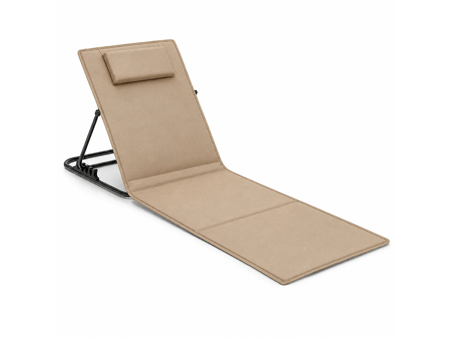 Set 2 Lettini Prendisole Con Schienale Reclinabile 4 Posizioni Tasca Portaoggetti Cuscino Poggiatesta Per Giardino Piscina Campeggio 158 x 55 x 52 Cm Beige