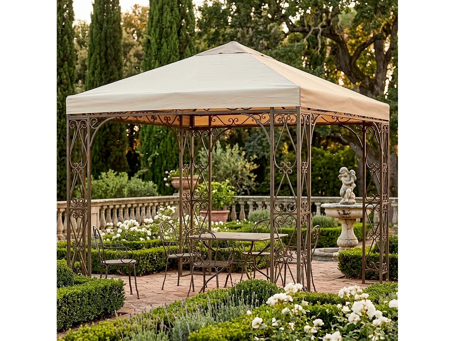 Telo Per Giardino Terrazza Veranda Ricambio Gazebo 3x4 Metri Impermeabile In Poliestere PVC Con Protezione UV Velcro Rinforzato Outdoor 300 X 400 Cm Beige