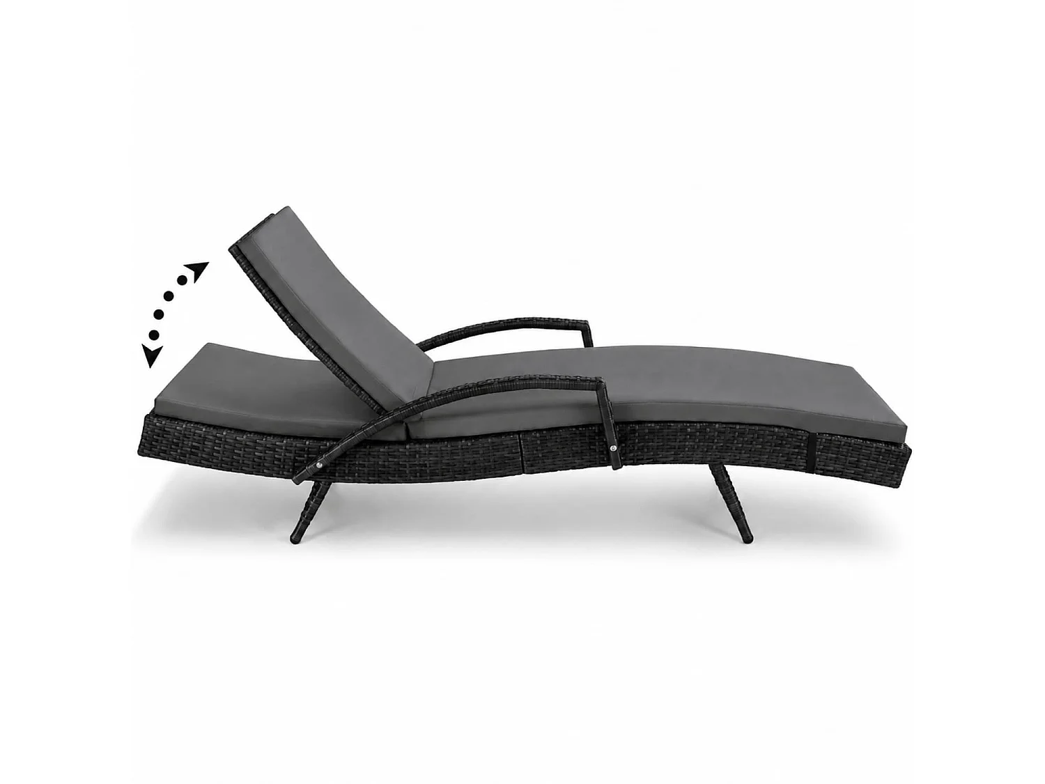 Lettino Outdoor Con Schienale Multiposizione E Cuscino Imbottito Ideale Per Abbronzatura Benessere E Tempo Libero 190 x 62 x 34 Cm Nero
