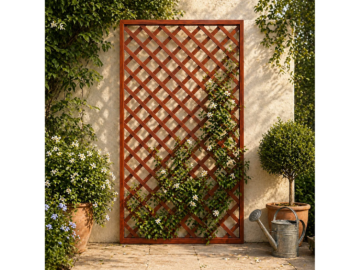 Traliccio In Legno Pino Impregnato Giardino Balcone Terrazza Supporto Piante Rampicanti Decorazione Privacy Outdoor 120 x 180 Cm Legno Scuro