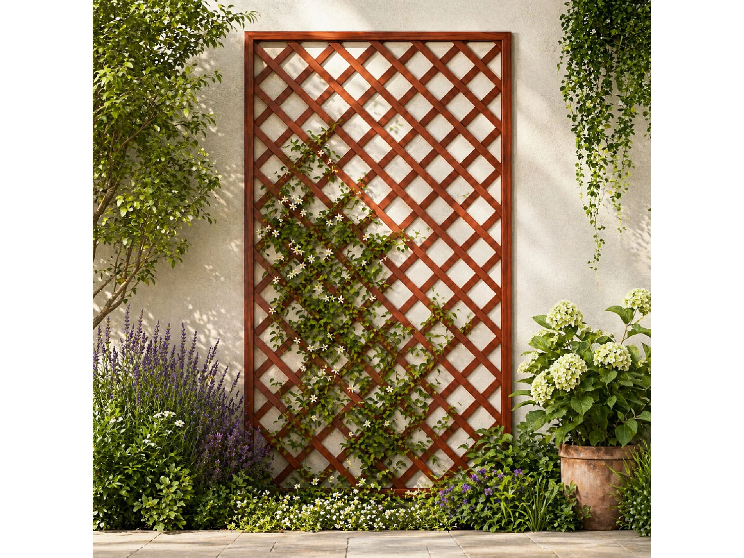 Traliccio In Legno Pino Impregnato Giardino Balcone Terrazza Supporto Piante Rampicanti Decorazione Privacy Outdoor 120 x 180 Cm Legno Scuro
