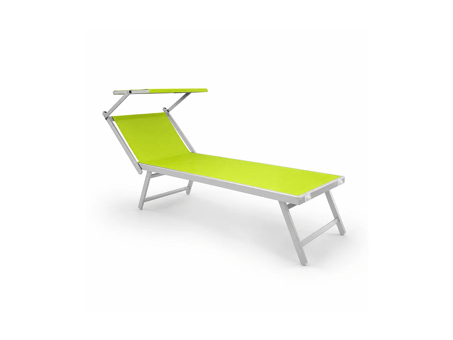 Lettino Prendisole Pieghevole Professionale In Alluminio E Tessuto Textilene Con Tettuccio Per Mare Spiaggia Piscina Sdraio Prendi Sole 182 X 60 X 38 Cm Verde Fluo