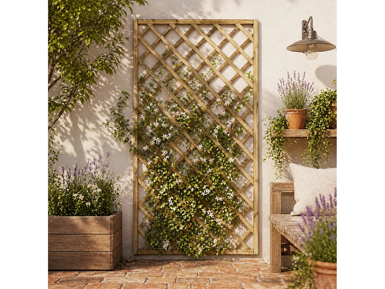 Traliccio In Legno Di Pino Impregnato Per Balcone Patio E Giardino Supporto Per Piante Rampicanti Pannello Grigliato Privacy Outdoor 90 X 180 Cm Legno Naturale