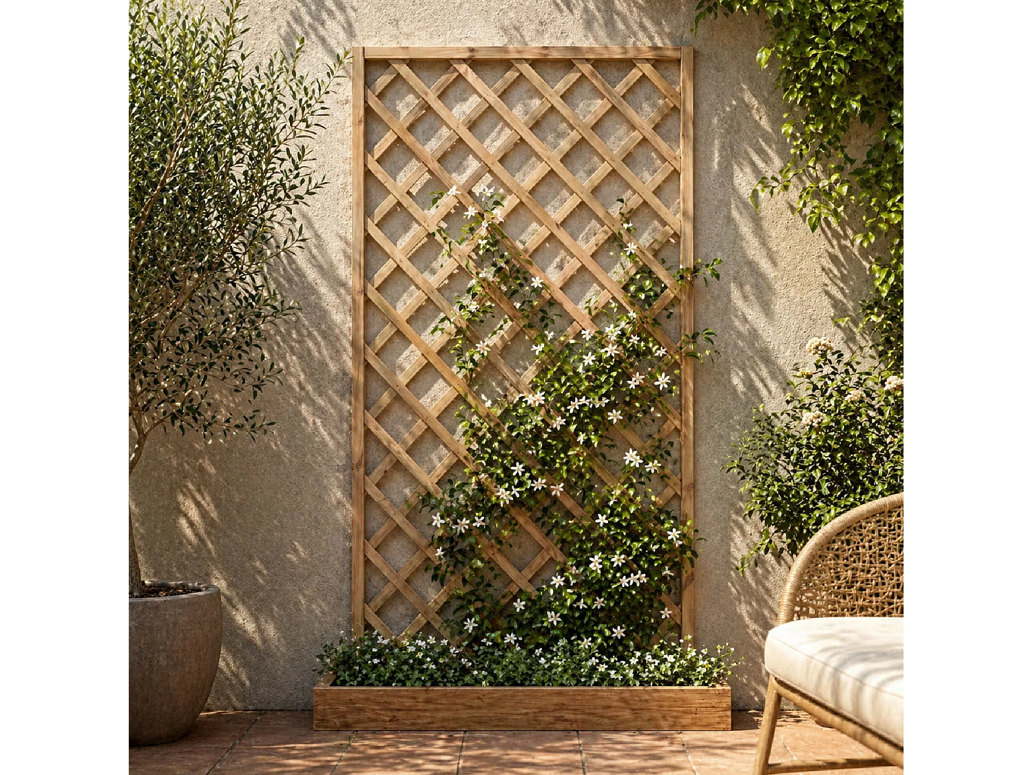 Traliccio In Legno Di Pino Impregnato Per Balcone Patio E Giardino Supporto Per Piante Rampicanti Pannello Grigliato Privacy Outdoor 90 X 180 Cm Legno Naturale