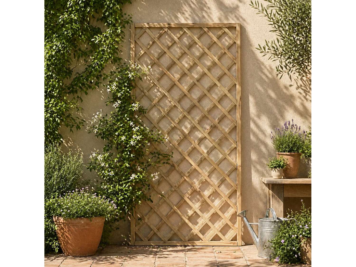 Traliccio In Legno Di Pino Impregnato Per Balcone Patio E Giardino Supporto Per Piante Rampicanti Pannello Grigliato Privacy Outdoor 90 X 180 Cm Legno Naturale