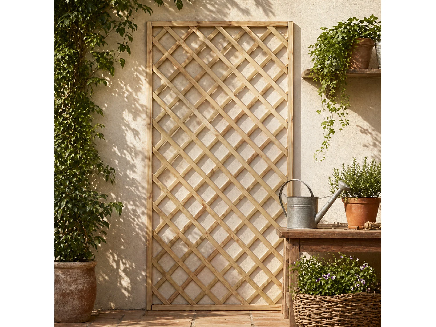 Traliccio In Legno Di Pino Impregnato Per Balcone Patio E Giardino Supporto Per Piante Rampicanti Pannello Grigliato Privacy Outdoor 90 X 180 Cm Legno Naturale
