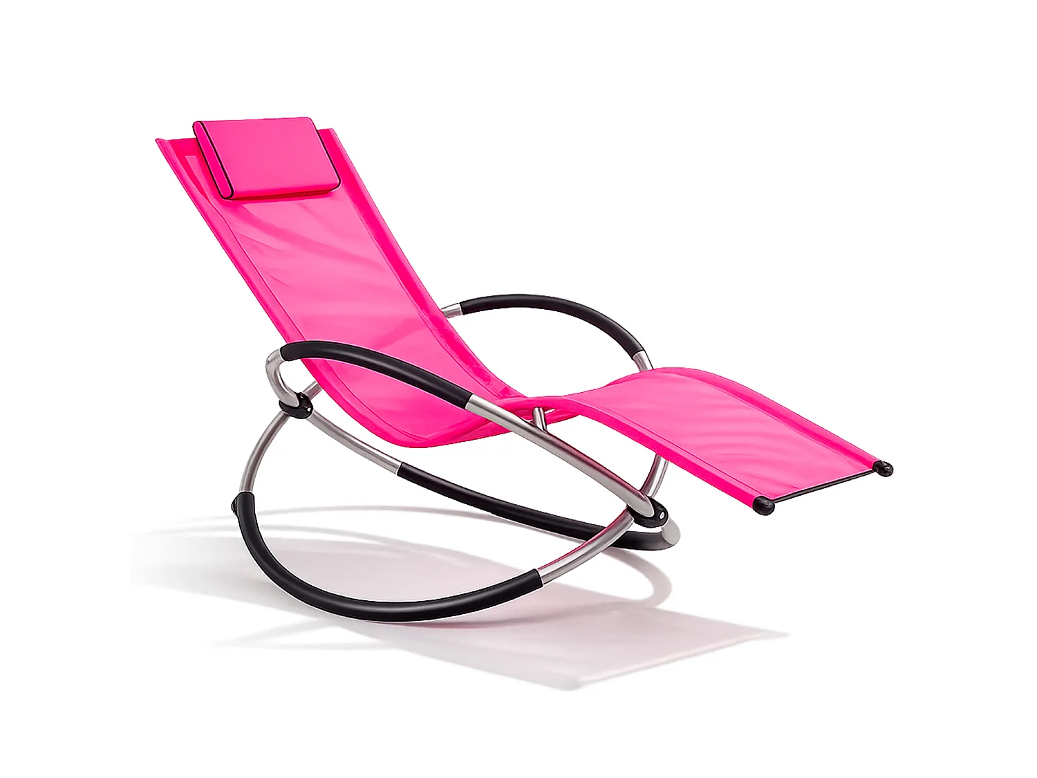 Sedia Basculante Da Giardino Sdraio A Dondolo Con Poggiatesta Removibile Telaio In Metallo Seduta Ergonomica In Textilene Relax Piscina 73 x 150 x 93 Cm Fuxia