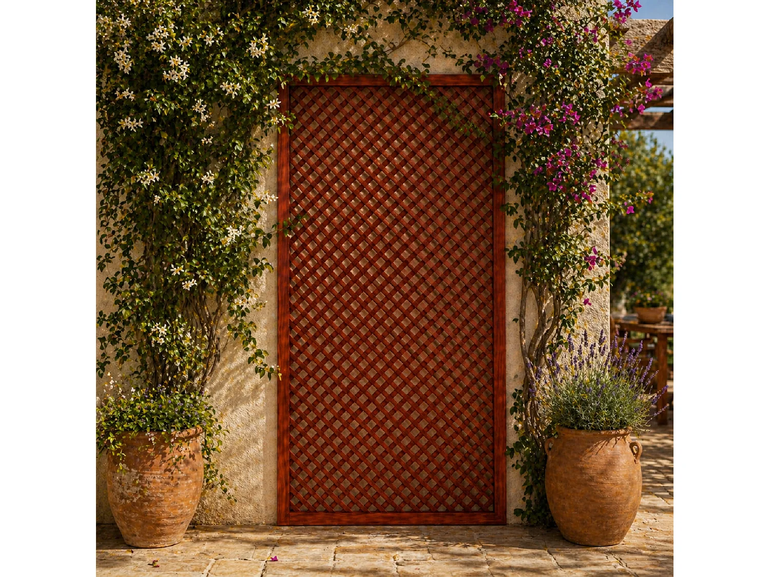 Traliccio In Legno Di Pino Divisorio Giardino Balcone Terrazza Supporto Decorativo Piante Rampicanti Privacy Outdoor 60 x 183 Cm Legno Scuro