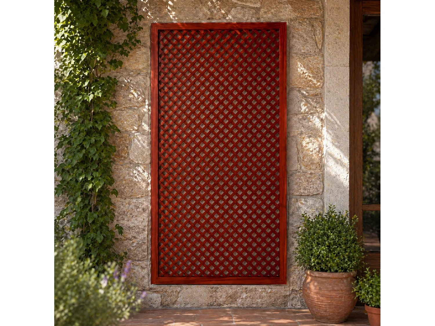 Traliccio In Legno Di Pino Divisorio Giardino Balcone Terrazza Supporto Decorativo Piante Rampicanti Privacy Outdoor 60 x 183 Cm Legno Scuro