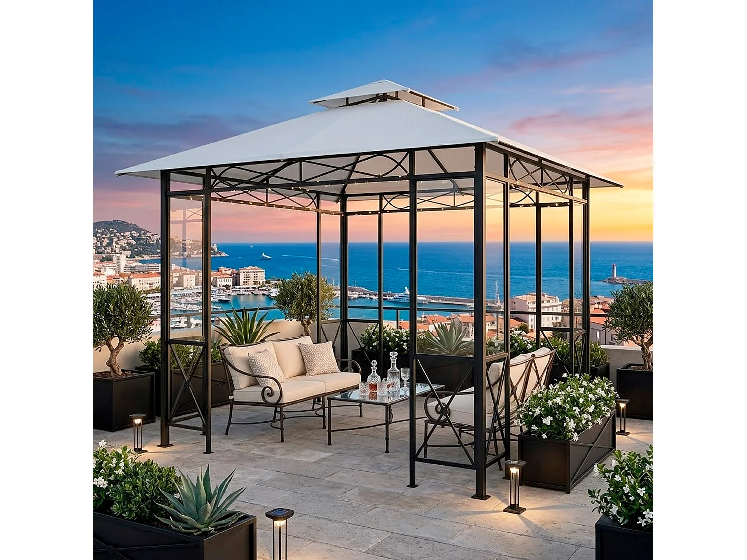 Telo Sostitutivo Universale Per Gazebo Con Air Vent Superiore In Tessuto Resistente E Fissaggio Con Tasche Per Giardino Patio E Terrazza 300 X 300 Cm Beige