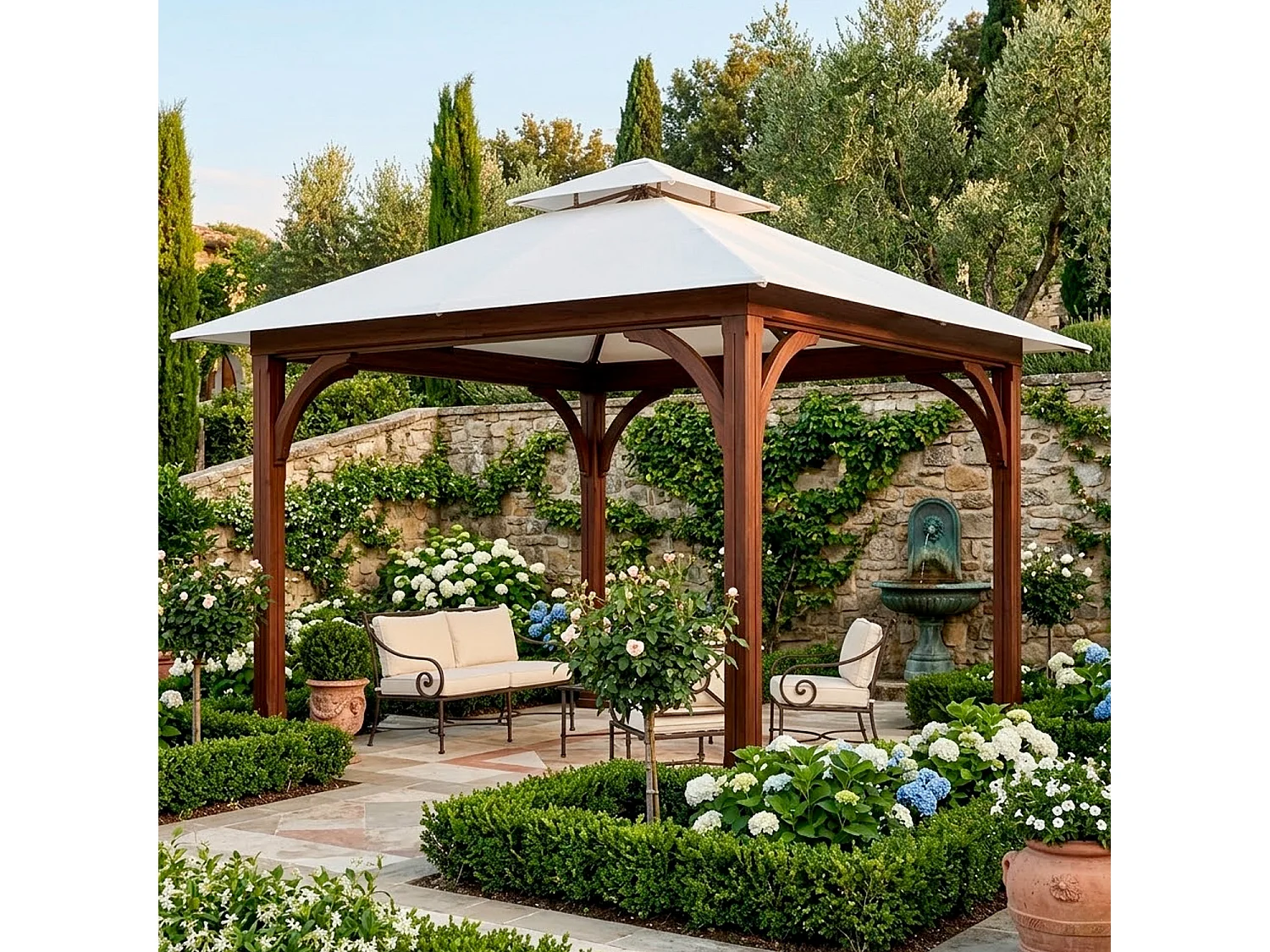 Telo Sostitutivo Universale Per Gazebo Con Air Vent Superiore In Tessuto Resistente E Fissaggio Con Tasche Per Giardino Patio E Terrazza 300 X 300 Cm Beige