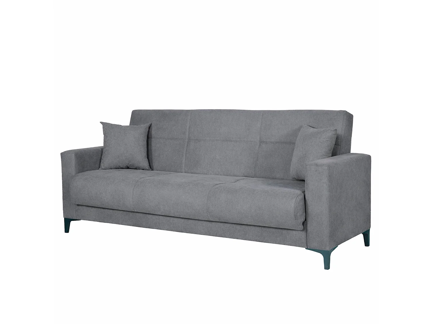 Divano Letto 3 Posti Con Cassettone Contenitore Imbottitura A Molle E Cuscini Inclusi Trasformabile in Letto Per Salotto Zona Living 212 x 87 x 90 Cm Colore Grigio