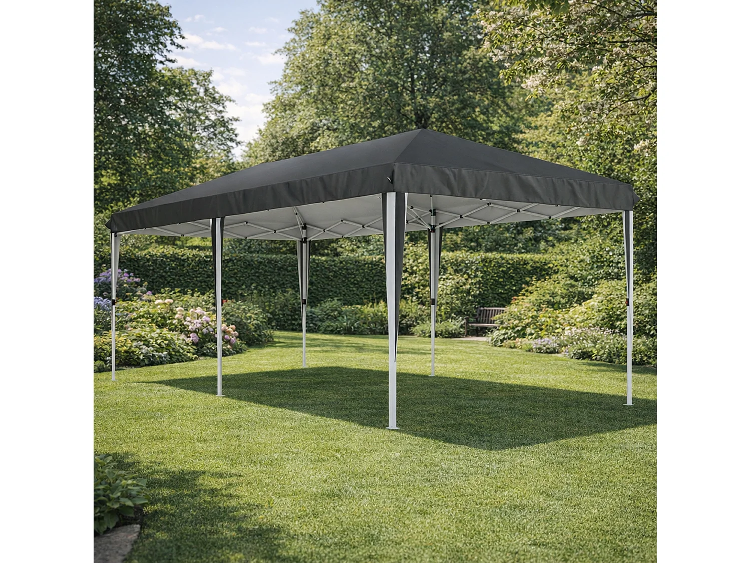 Gazebo Professionale Impermeabile Con Struttura In Metallo Pareti Laterali Porte E Finestre Removibili Altezza Regolabile Per Eventi All Aperto Nero 3x6 Metri