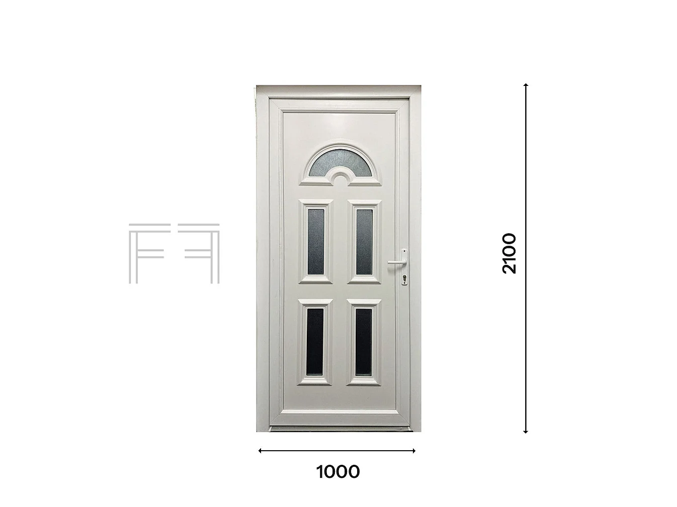 PVC Eingangstür M.2 - 1000 x 2100 mm Isoliertes Paneel 24 mm, Weiß, Rechts/Links Öffnend