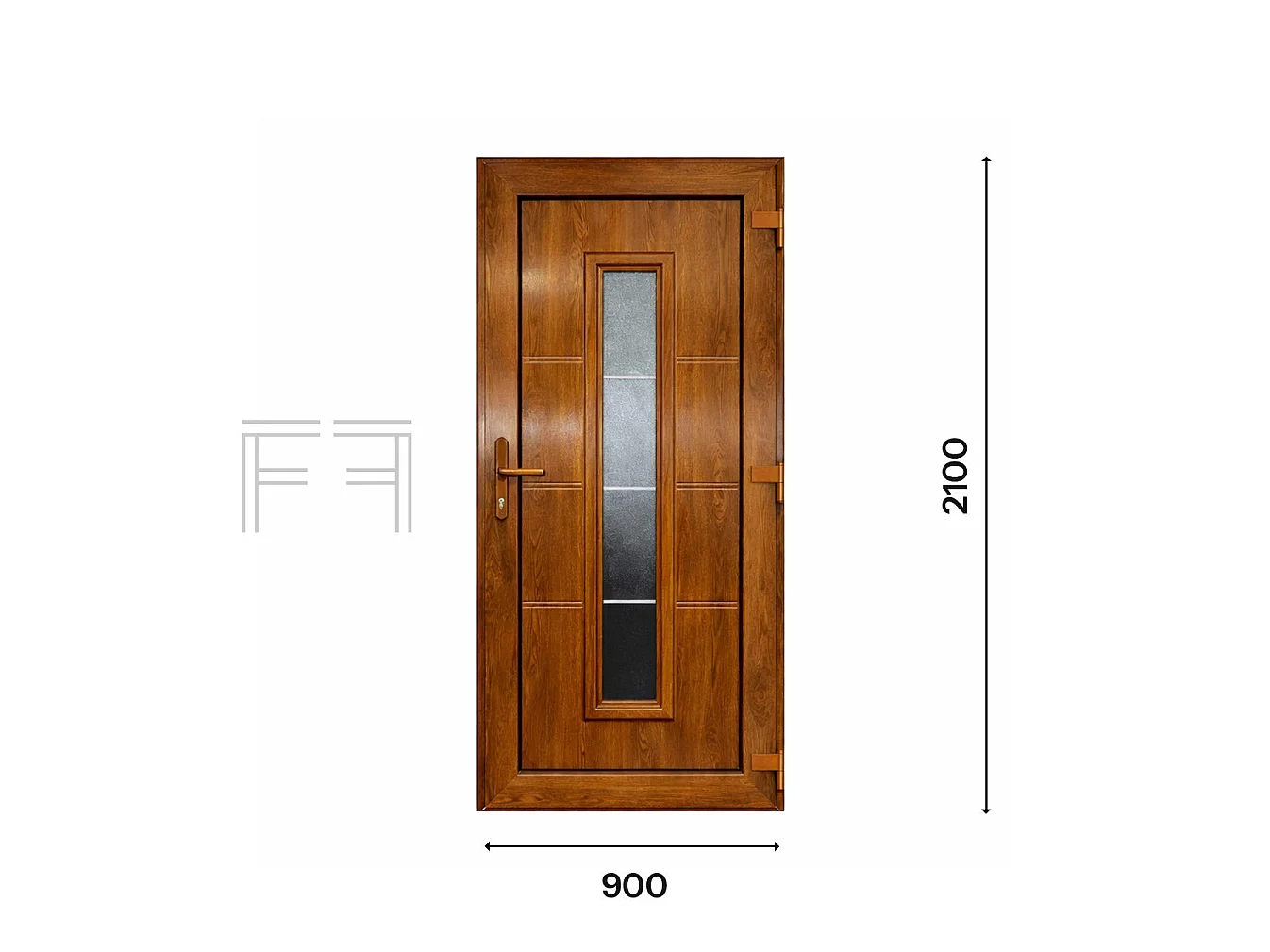 PVC Eingangstür Fintex Group G. Oak M.3 - 900 x 2100 mm, Braun, Rechtsöffnend