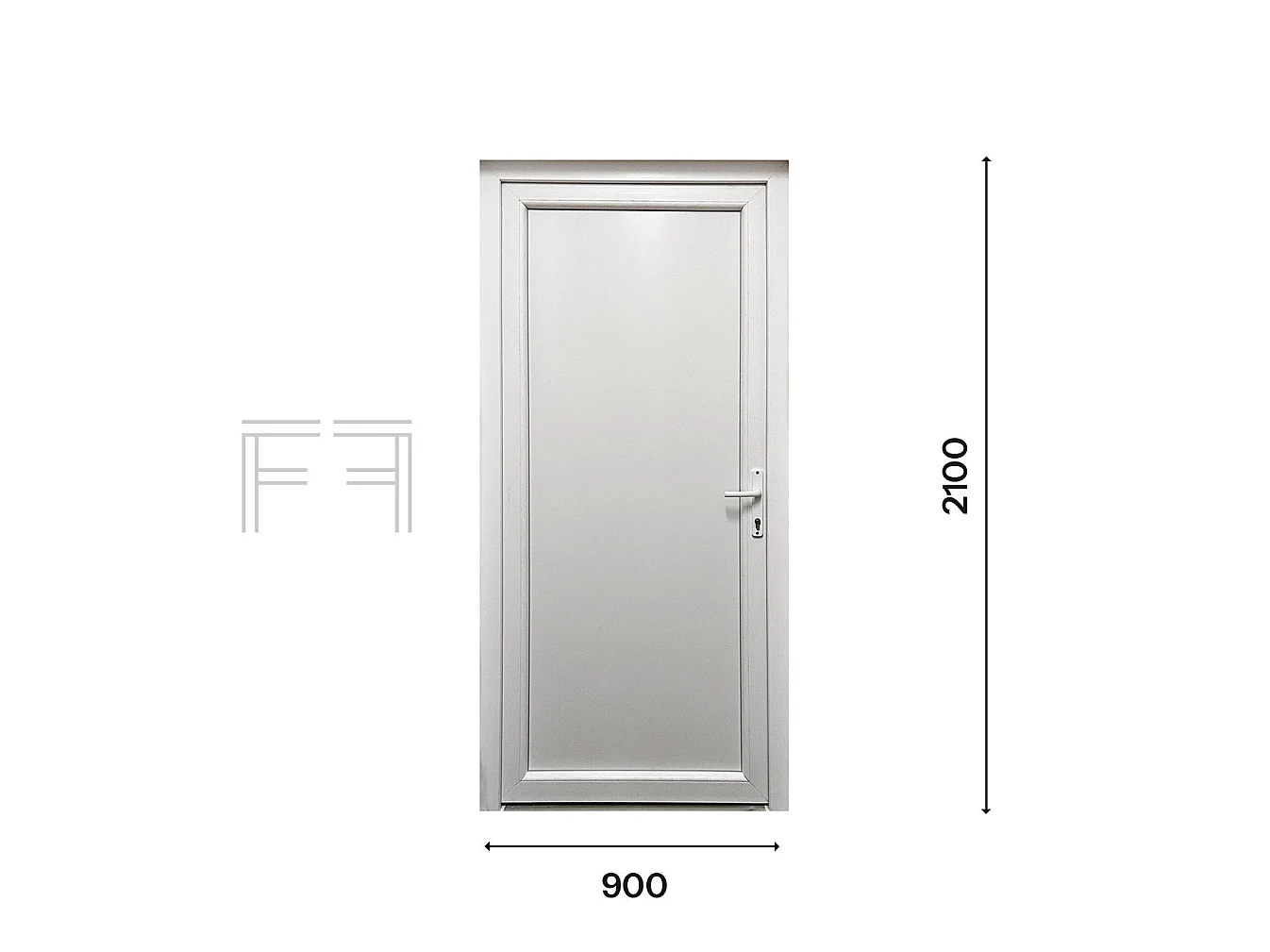 PVC Eingangstür Fintex Group 900x2100mm - 24mm Isolierpaneel Linksöffnend Weiß