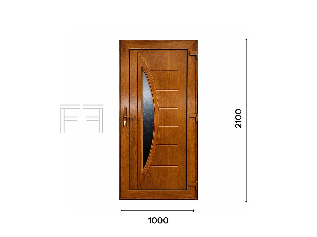 PVC Haustür Fintex Group G. Oak M.5 - 1000 x 2100 mm, Rechtsöffnend, Farbe Braun