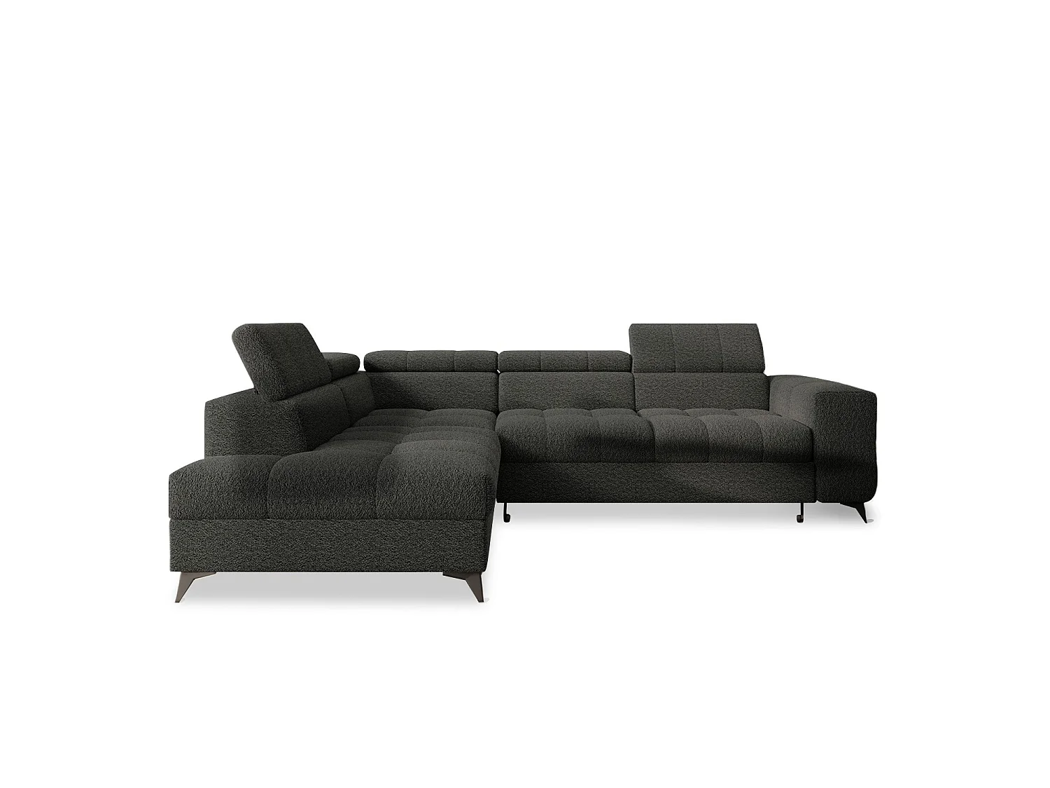 Canapé d'angle gauche convertible Gaspard Bouclette Gris Foncé