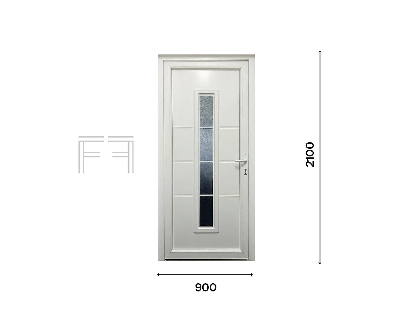 PVC Haustür Fintex Group M.3 - 900 x 2100 mm, Weiß, Rechtsöffnend, Isoliertes Paneel