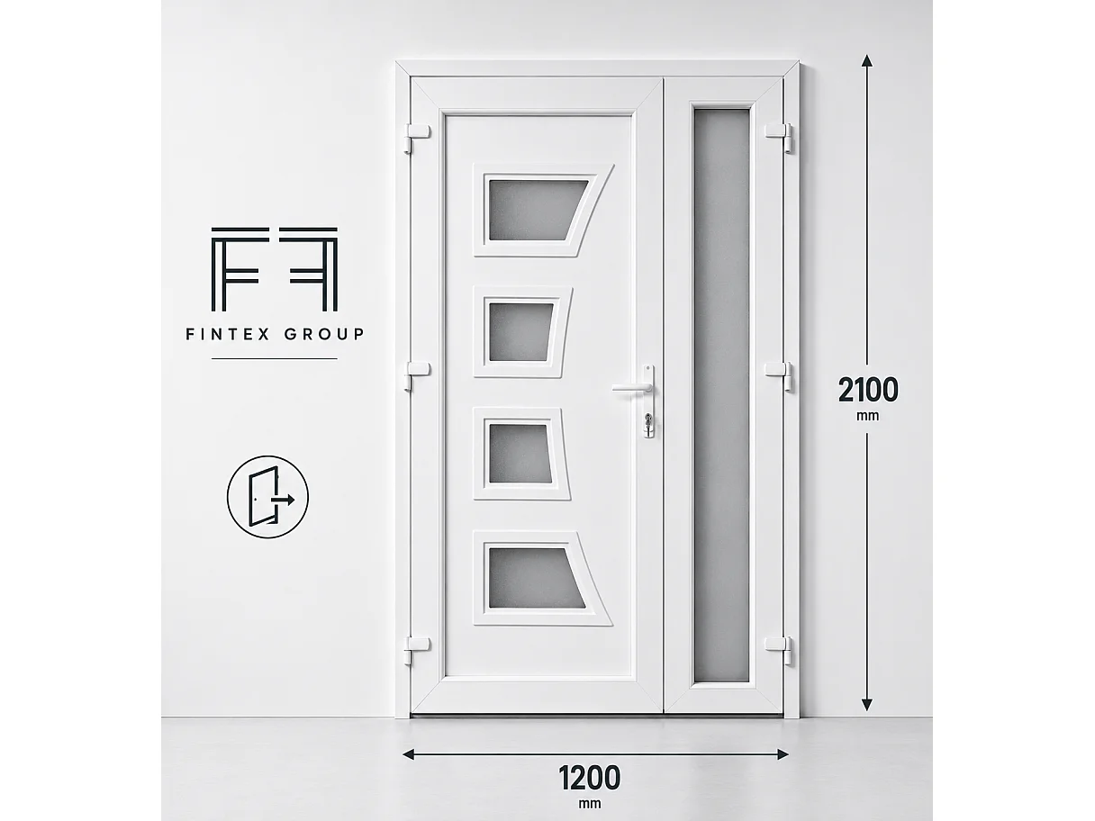 PVC Doppeltür Eingang 2 Blätter 1200x2100 mm - 24 mm Paneel, 70 mm Rahmen - Lieferung in 30 Tagen
