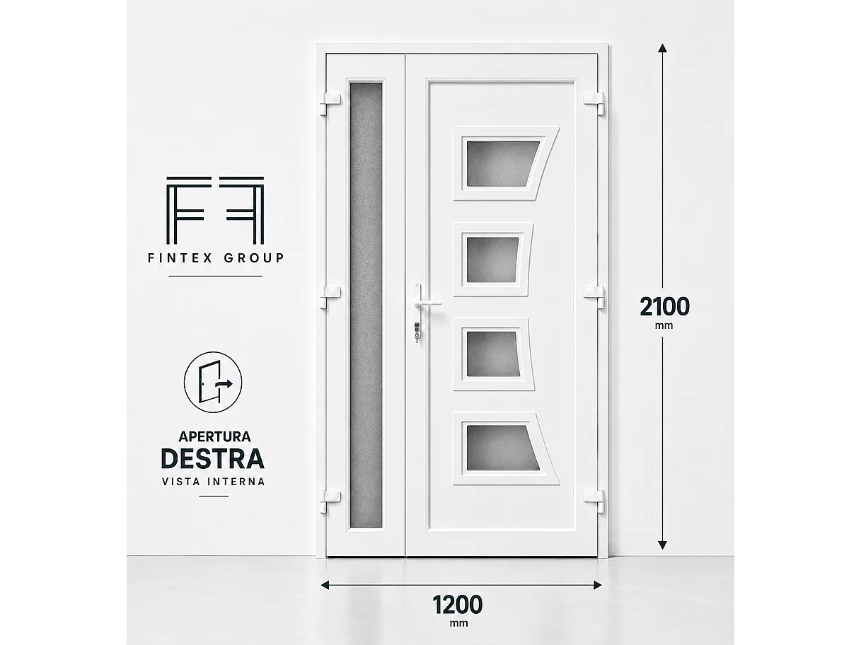 PVC Doppeltür Eingang 2 Blätter 1200x2100 mm - 24 mm Paneel, 70 mm Rahmen - Lieferung in 30 Tagen