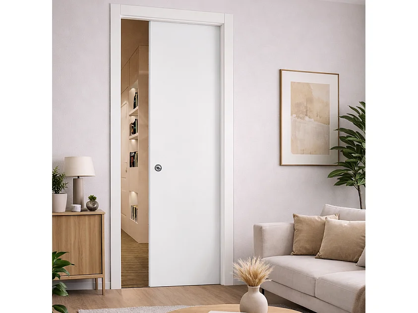 Porta interna scorrevole reversibile bianco liscio M.Roma - 80 x 210 cm