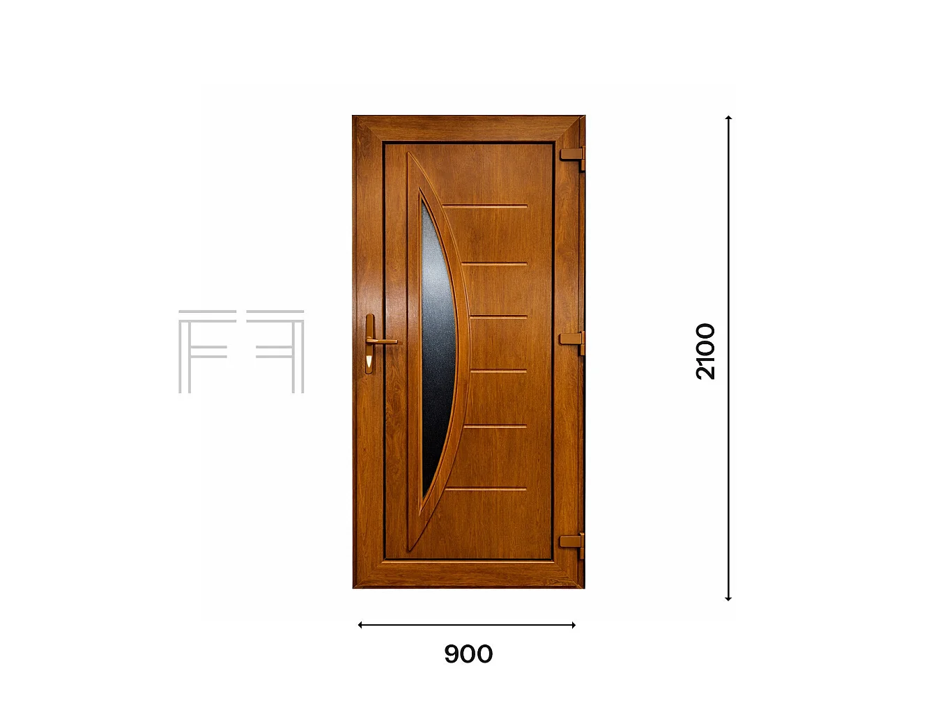 PVC Haustür Fintex Group G. Oak M.5 - 900 x 2100 mm, Braun, Rechtsöffnend, CE-Zertifiziert