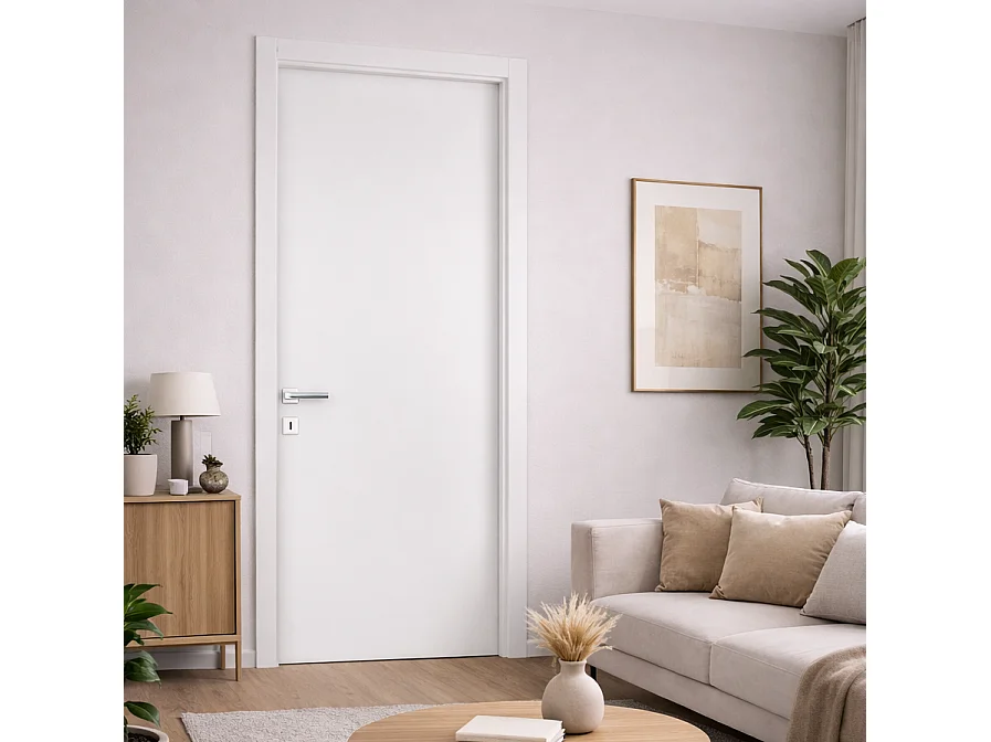 Porta interna battente bianco liscio Fintex Group M.Roma 80 x 210 cm