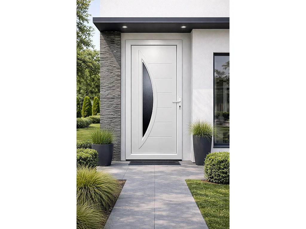PVC Eingangstür 5 Kammern - 1000 x 2100 mm Isoliertes Panel, Verstärkter Rahmen, Doppelte Dichtungen, CE-Kennzeichnung