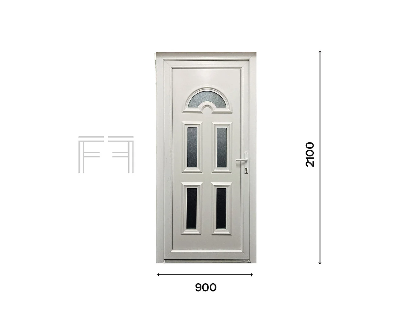 Fintex Group M.2 PVC Eingangstür - 900 x 2100 mm, Weiß, Isoliertes Panel, Doppelte Dichtung
