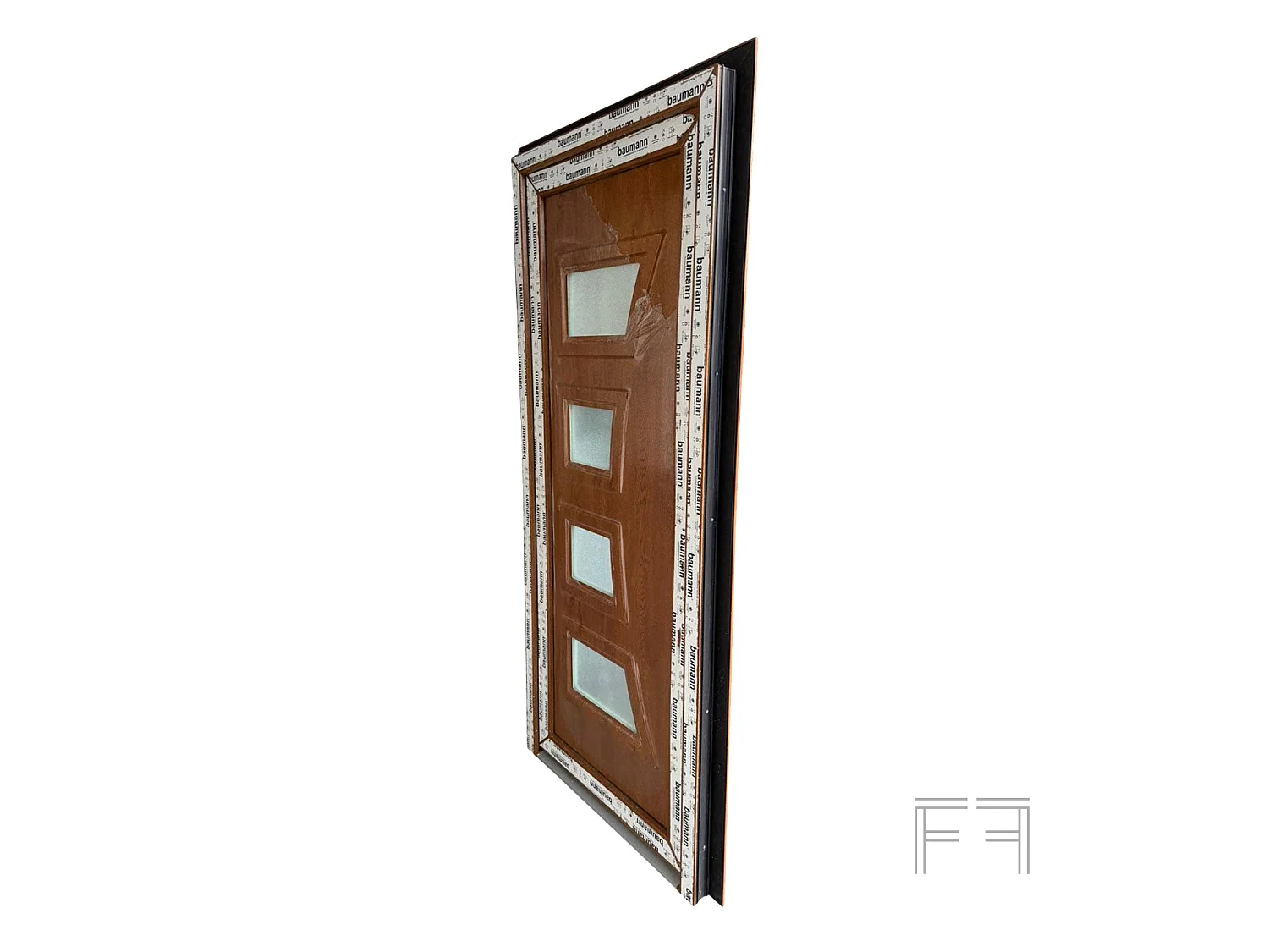 PVC Haustür Fintex Group G. Oak M. 1 - 1000 x 2100 mm mit Doppeldichtung und Isolierpaneel