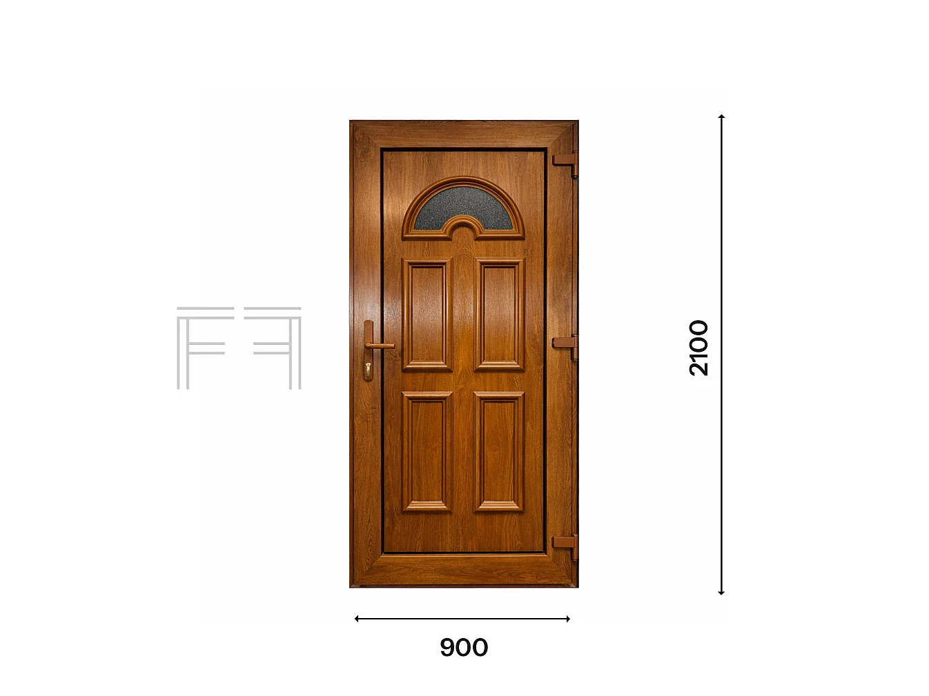 PVC-Haustür Fintex Group G. Oak M.4 - 900 x 2100 mm, Braun, Mit Verglasung, Rechtsöffnend